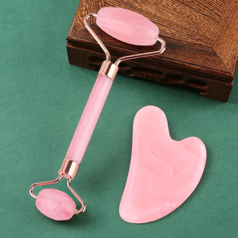 2Pcs Roller for Face Neck Eye Facial Massage Kit Ice Face Roller Gua Sha Board Portable Facial Massage Roller Lifting Contouring