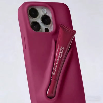 INS Lipstick Lip Holder Soft Silicone Phone Case for Iphone 16 14 Pro 13 Promax 12 11 16 Pro Max plus Portable Lip Gloss Cover