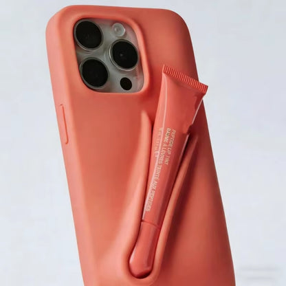 INS Lipstick Lip Holder Soft Silicone Phone Case for Iphone 16 14 Pro 13 Promax 12 11 16 Pro Max plus Portable Lip Gloss Cover