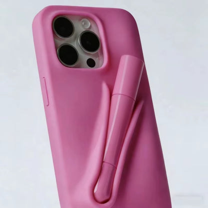 INS Lipstick Lip Holder Soft Silicone Phone Case for Iphone 16 14 Pro 13 Promax 12 11 16 Pro Max plus Portable Lip Gloss Cover
