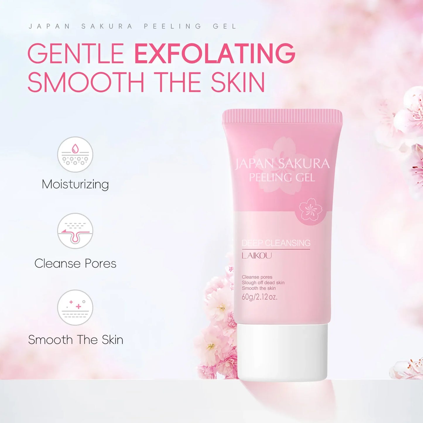 Revitalize Your Skin with LAIKOU Sakura Exfoliating Face and Body Scrub - 60g for Brightening and Hydration
