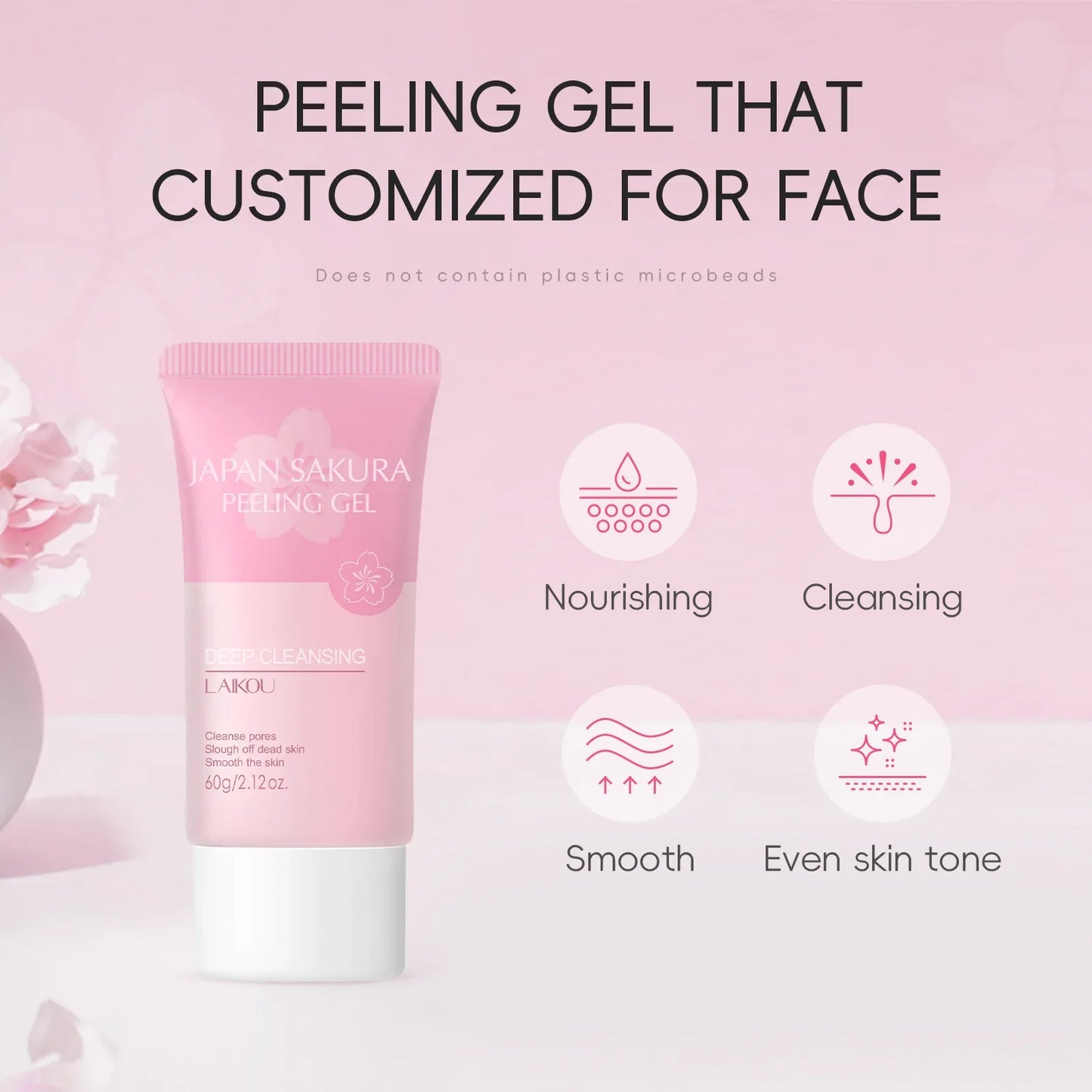 Revitalize Your Skin with LAIKOU Sakura Exfoliating Face and Body Scrub - 60g for Brightening and Hydration