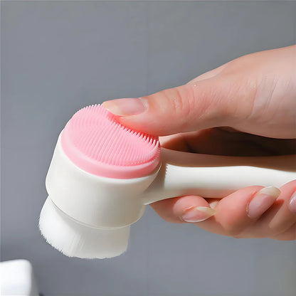 Soft Silicone Facial Cleansing Brush - Dual-Sided Brush Bristles Exfoliatorremove Black Pores Deep Pore-Cleaning Face Wash Brush