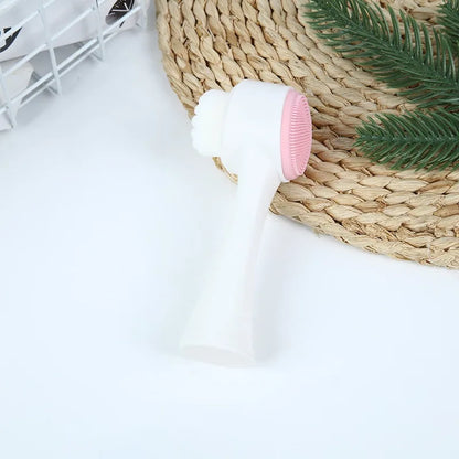 Soft Silicone Facial Cleansing Brush - Dual-Sided Brush Bristles Exfoliatorremove Black Pores Deep Pore-Cleaning Face Wash Brush