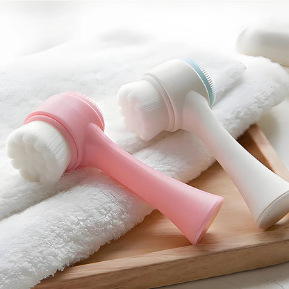 Soft Silicone Facial Cleansing Brush - Dual-Sided Brush Bristles Exfoliatorremove Black Pores Deep Pore-Cleaning Face Wash Brush